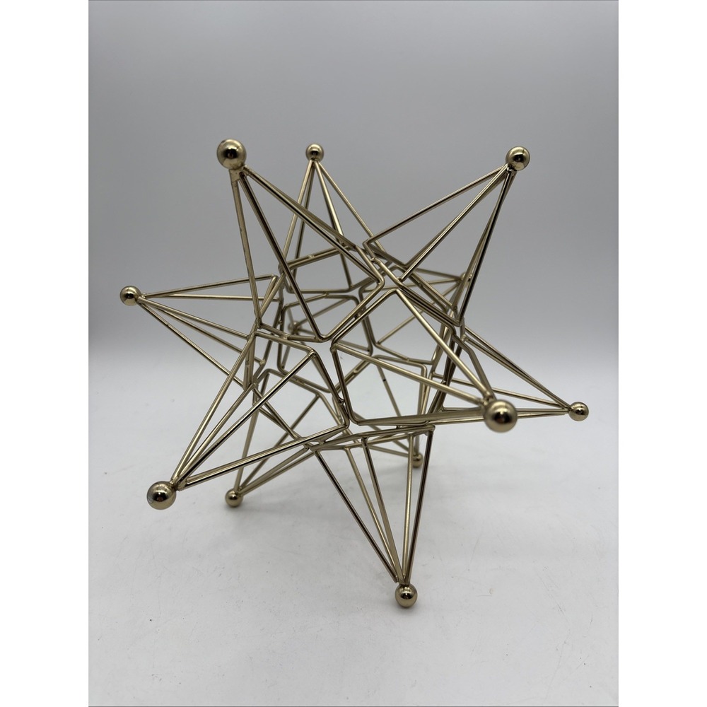 METAL STAR Sculptures ART sphere 12 Point Geometric 3D Decor 10.5"